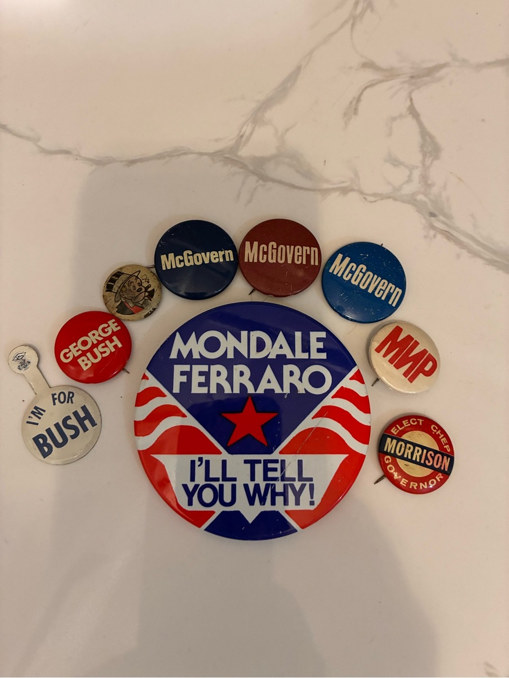 Vintage Campaign Buttons - Blue/Red Political Collectible